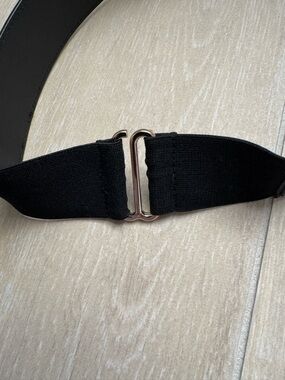 H&M Black Elastic Waist Belt with Gold-Tone Buckle